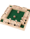 Four Sided 10 Numbers Shut The Box Board Game Wooden Flaps & Dice Set Deluxe Board Game Party Club Games
