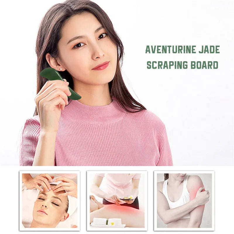 Natural Jade Gua sha Stone Board Massage Rose Quartz Guasha Plate Jade Face Massager Scrapers Tools for Face Neck Back Body