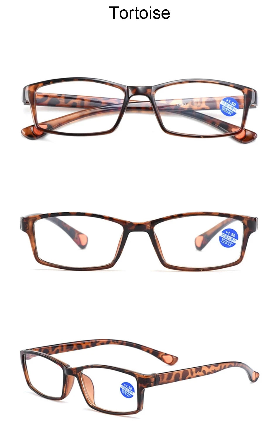 Retro Square Reading Glasses with Lightweight TR90 Frame