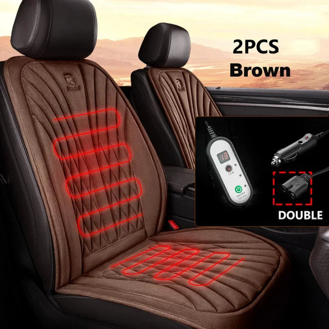 12/24V Heated Car Seat Cover 30‘ Fast Heating Seat Cushion Universal Car Seat Heater Thicken Lengthen Widen Flannel Heating Pad