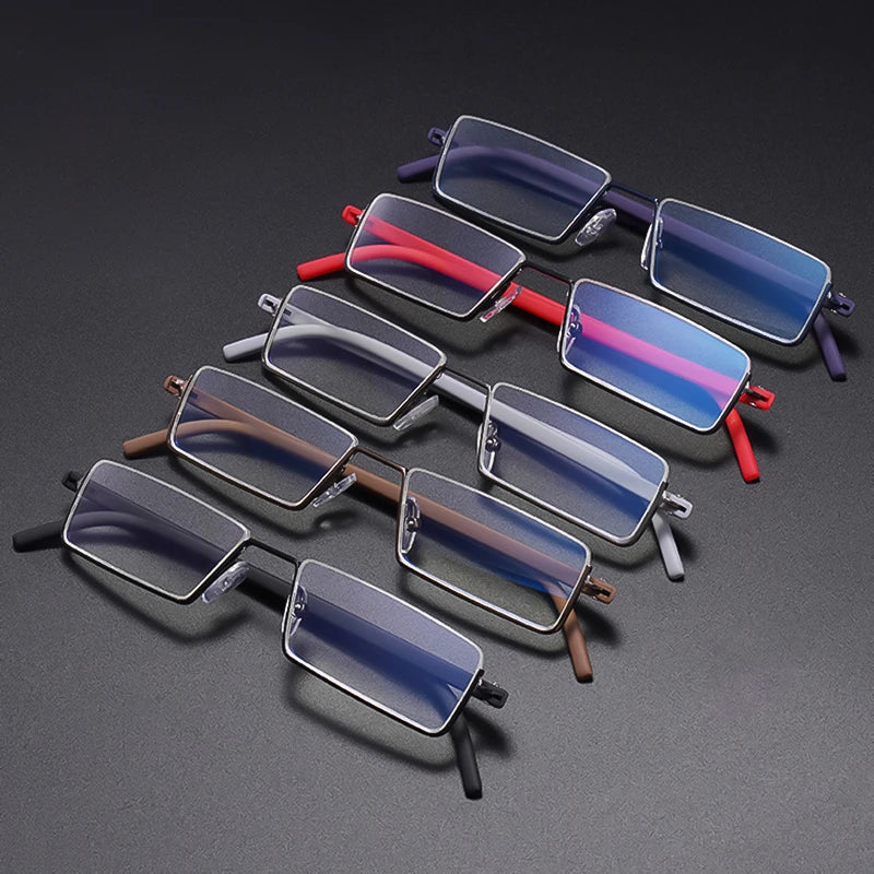 Metal Anti-Blue Light Reading Glasses Men Half Frame Prescription Eyeglasses Male TR90 Eyewear With Case +1.75