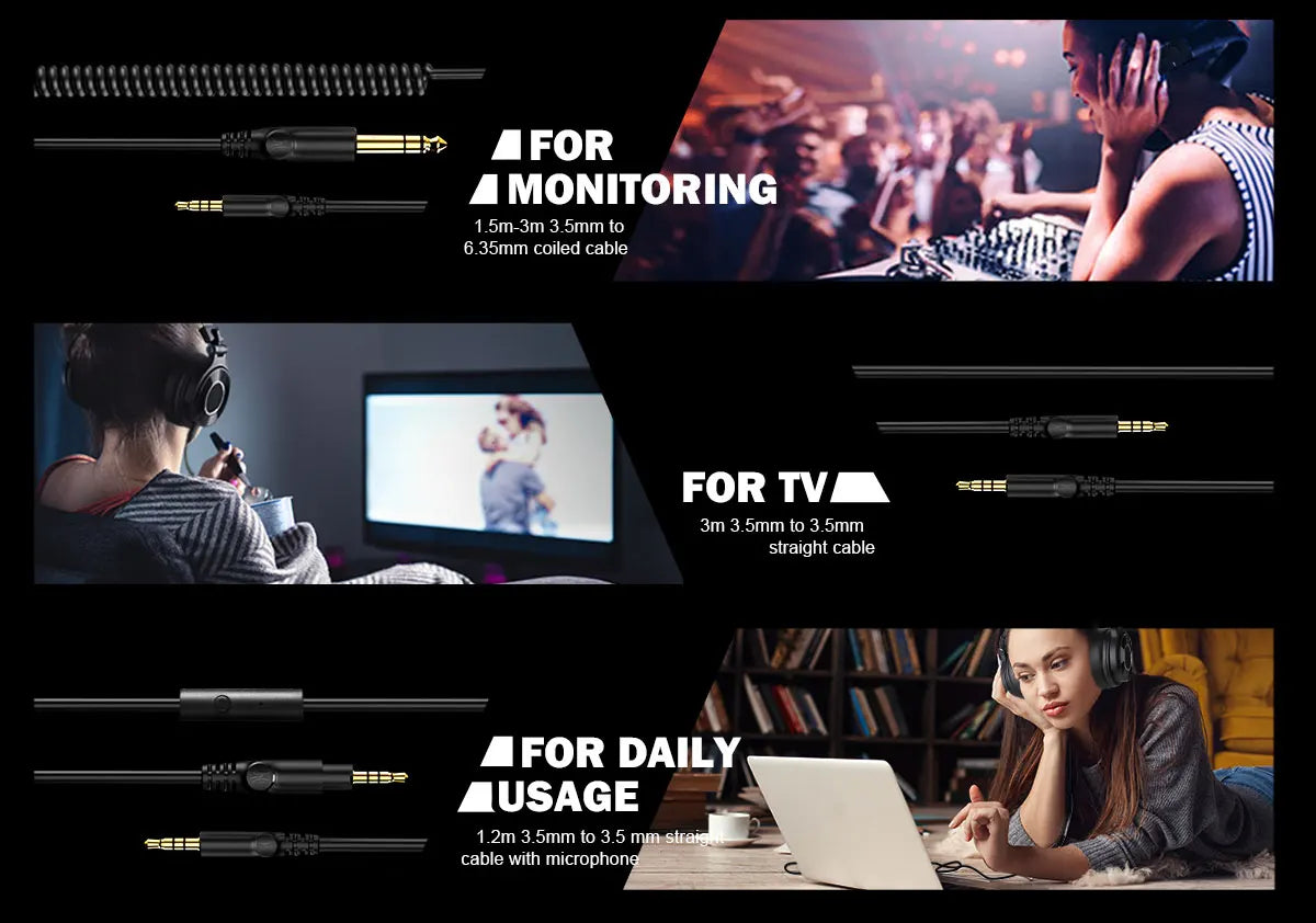 Monitor 60 Wired HiFi Headphones Professional Studio DJ Headphones Stereo Over Ear Headset With Hi-Res Audio Microphone