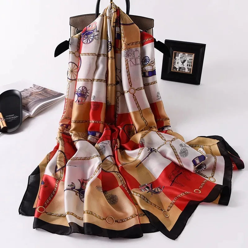 Women Summer Silk Scarves Shawl Lady Wrap Soft Female Echarpe Designer Beach Stole Bandana foulard muffler