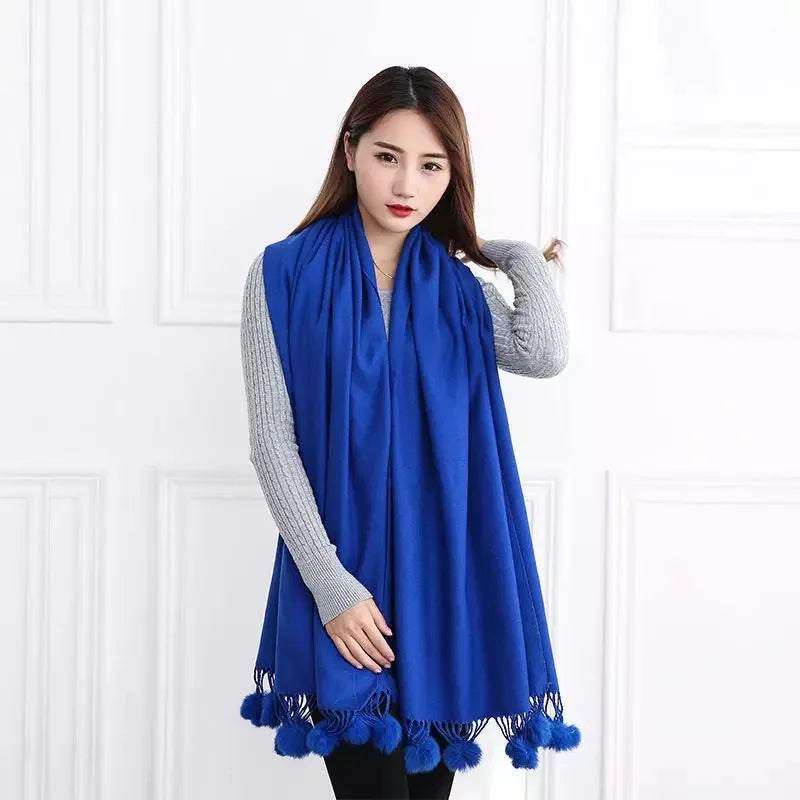 Autumn Winter Warm Cashmere Scarf Dot Pattern Long Tassels Women Thicken Wrap Shawl Lady muffler Wool Pashmina