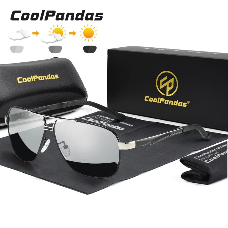Vintage Aviation Photochromic Polarized UV400 Anti-Glare Driving Sunglasses for Men Women