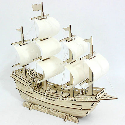 Sailboat Diy Toy Puzzle 3D Small Boat Educational Kids Gift Games Assemble Wood Building Ferry Model Wooden Toys Sailing Ship