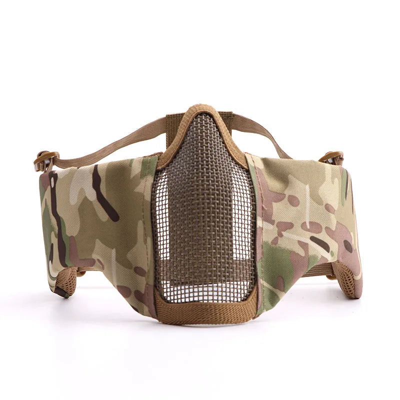 Airsoft Face Mask With Ear Mesh Face Breathable Mouth Mask Tactical Paintball Softair Protective Mask Shooting Hunting Equipment