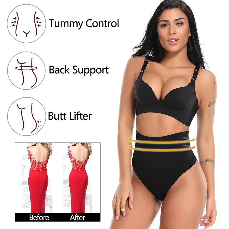 Women Thong Panty Shaper High Waist Tummy Control Panties Slimming Underwear Waist Trainer Shaping Briefs Butt Lifter Shapewear