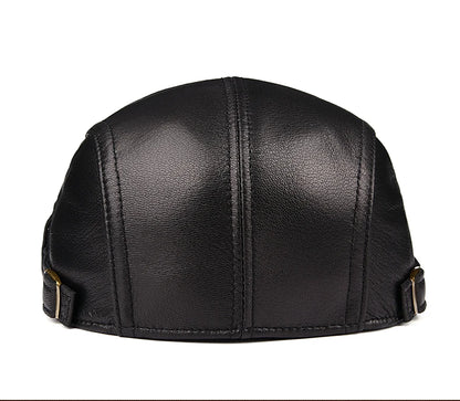 Winter Unisex Genuine Leather Duckbill Thin Berets Hats For Men/Women Leisure Black/Brown Fitted Cabbie Bonnet