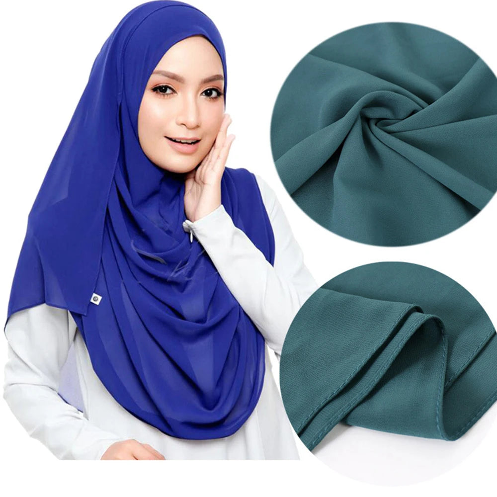 Muslim Chiffon Hijab Women Bubble Chiffon Scarf For Women Ladies Veil Muslim Islam Solid Color Malaysia Wrap Scarves