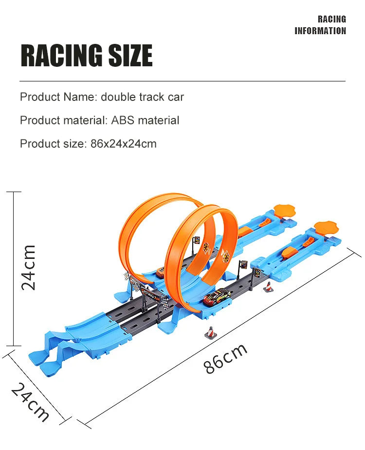 Stunt Speed Double Car Wheels Model Toys For  Racing Track Diy Assembled Rail Kits Educational Interactive Boy  Toy