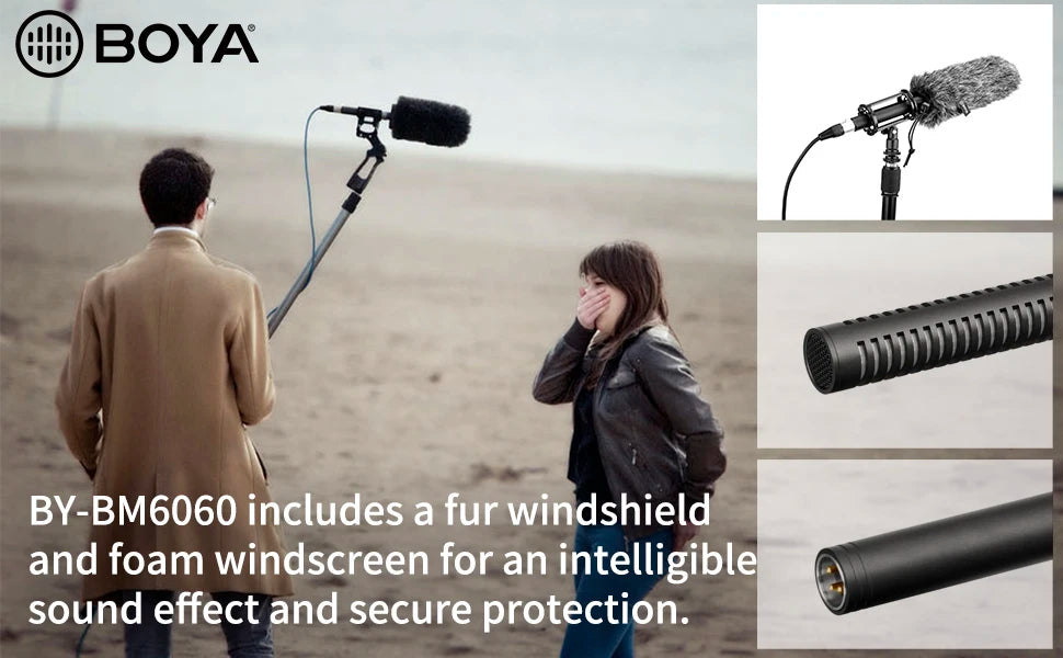 BY-BM6060 XLR Microphone Super-Cardioid Shotgun Condenser Microphone for DSLR Camcorder Film Making TV Program Interview