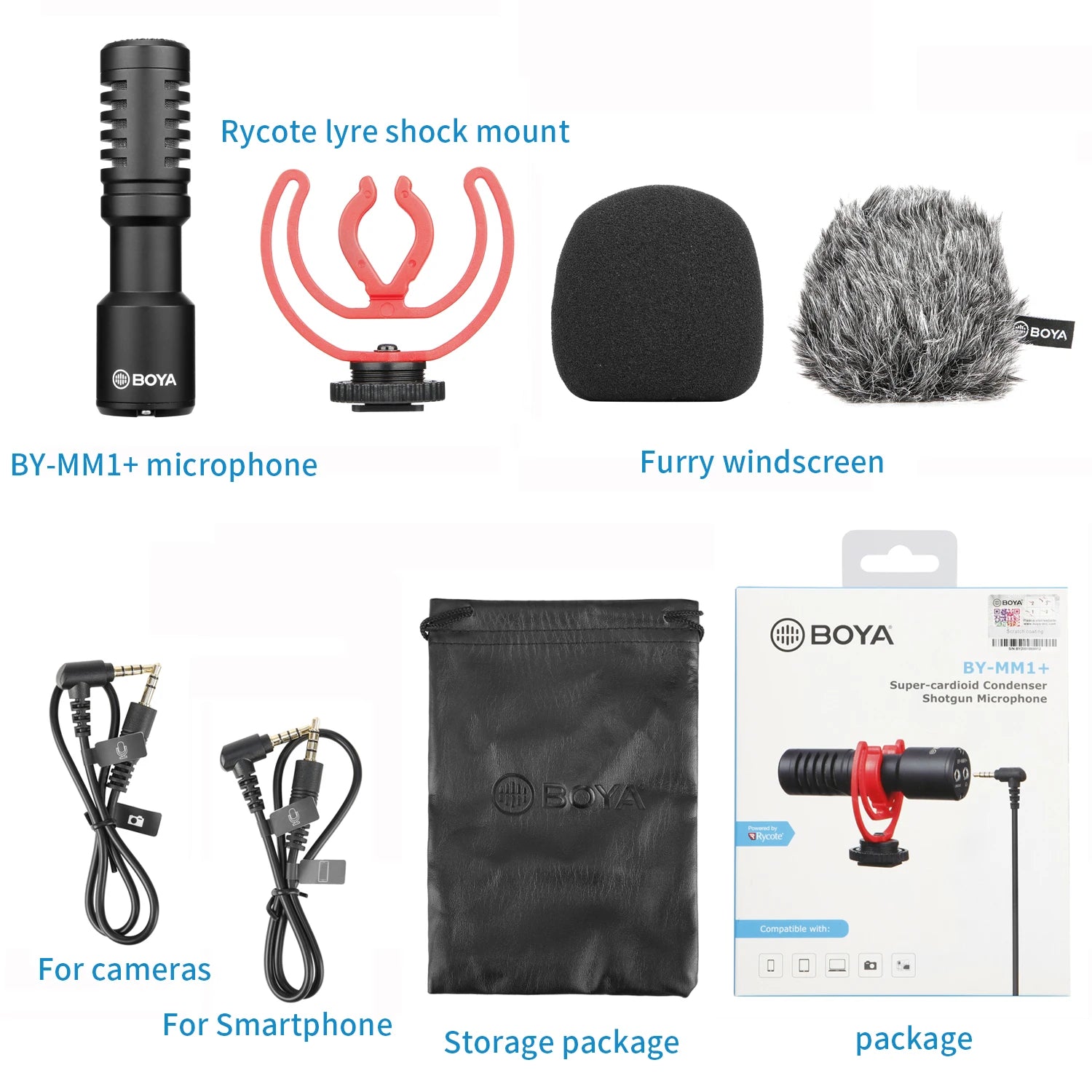 BY-MM1+ Super-Cardioid Shotgun Microphone for iPhone Android PC Laptop DSLR Cameras Camcorder YouTube Recording Streaming