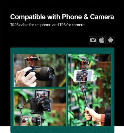 Camera Video Recording Mic Shotgun Interview Vlog Mic Universal for DSLR Android iPhone Smartphone GoPro