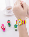 Kids Girl Colorful Wood Bracelets Children Elastic Watch Wristbands Child Toy Bracelet