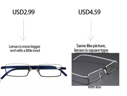 Metal Anti-Blue Light Reading Glasses Men Half Frame Prescription Eyeglasses Male TR90 Eyewear With Case +1.75