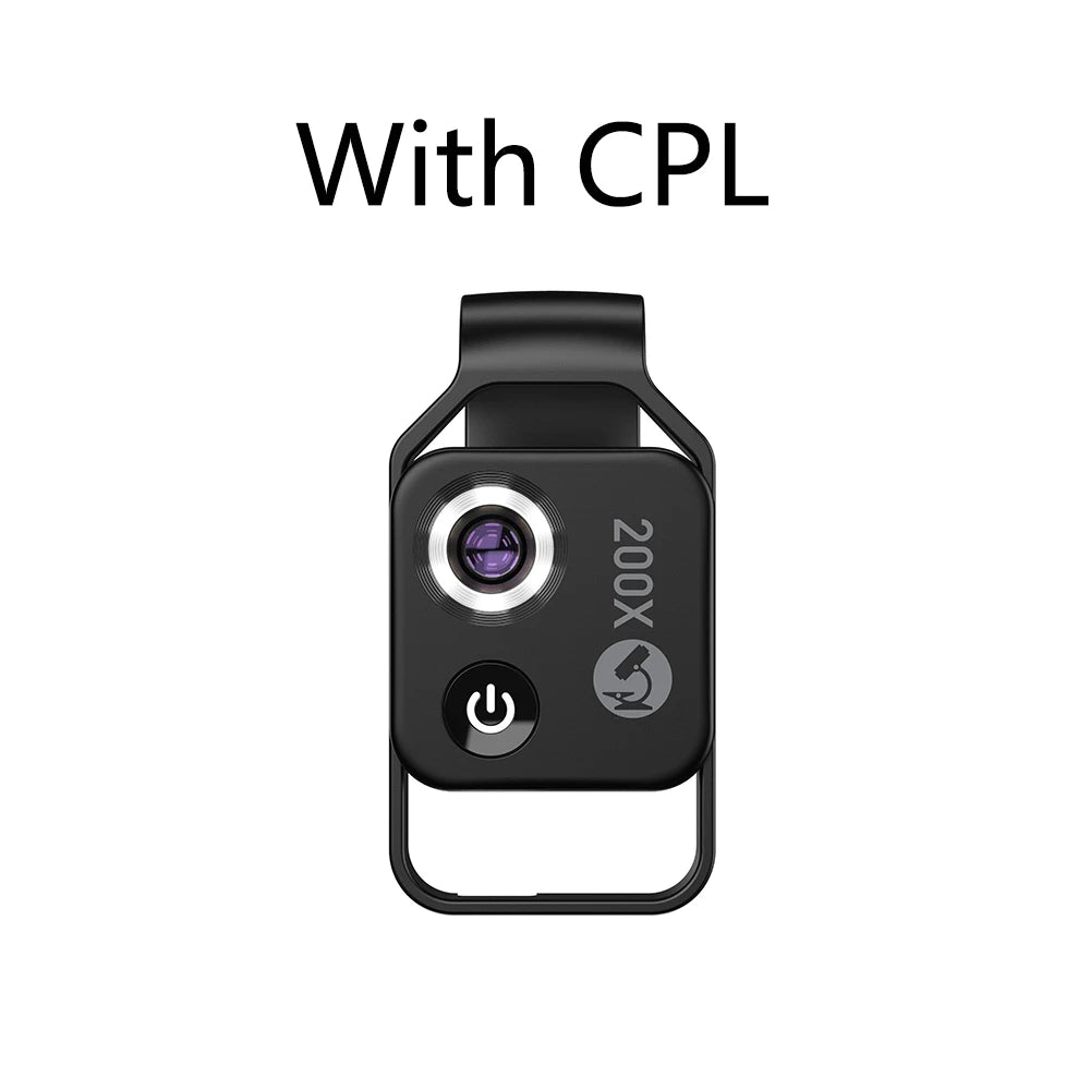 200X Smartphone Microscope Lens with LED Light Universal Clip
