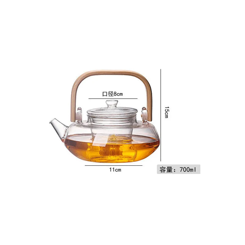 Borosilicate Glass Tea Pot with Filter Heat Resistant Thickened Japanese Style Tea Maker
