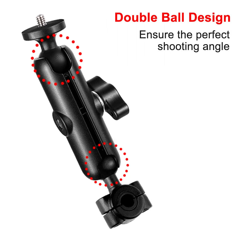 Metal Motorcycle Bicycle Camera Mount Handlebar Mirror Holder for Action Cameras and Smartphones