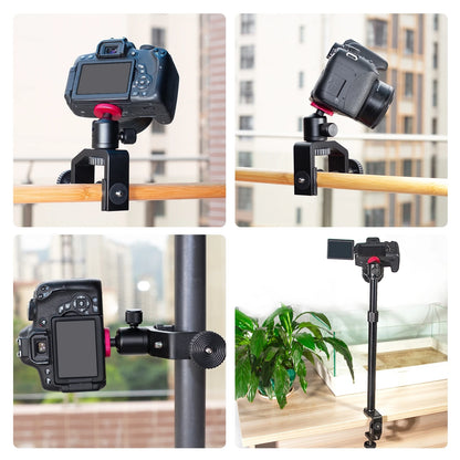 Heavy Duty C Clamp Camera Clamp Mount Rod Monopod with 1/4 inch Screw for GoPro HERO9 8 7 6 5 4 3+ 3 2 1/ DJI Osmo Action