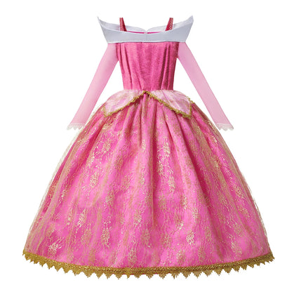 Girls Sleeping Beauty Aurora Princess Halloween Cosplay Dress Off Shoulder Kids Gift Fancy Party Princess Clothing