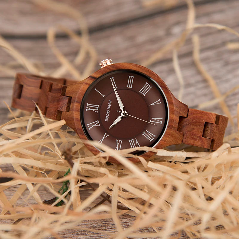 Fashion Wood Watch  Female Clock Quartz Wrist watches Ladies Roman Dial