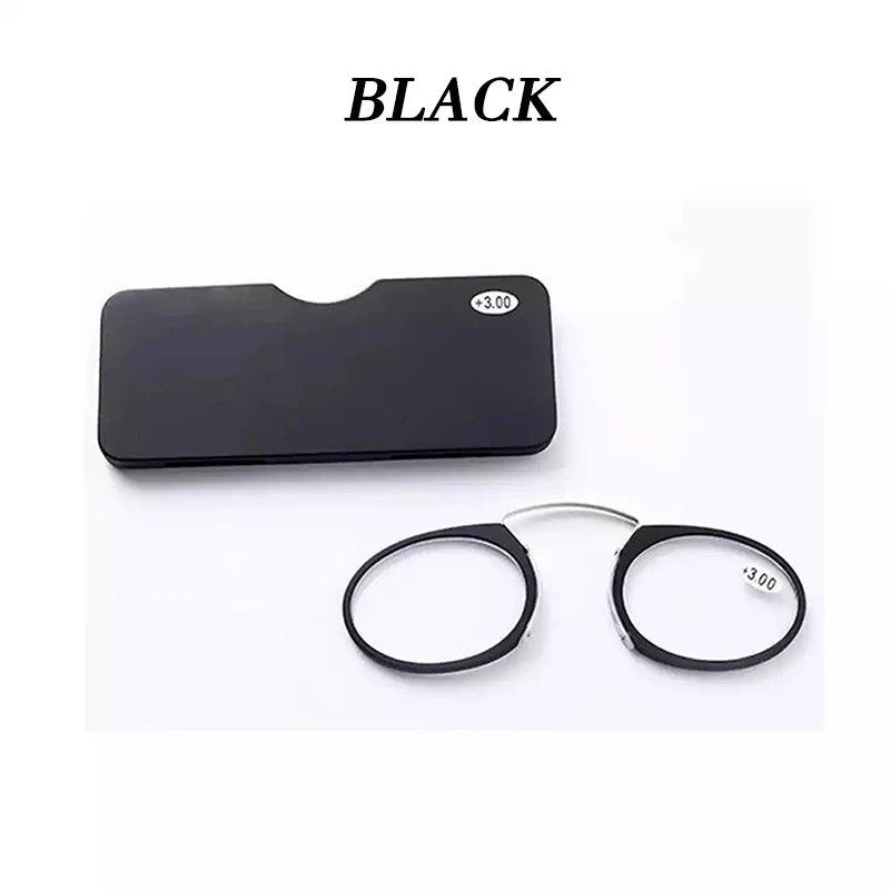 Portable Nose Clip Reading Glasses with Compact Case for Men and Women