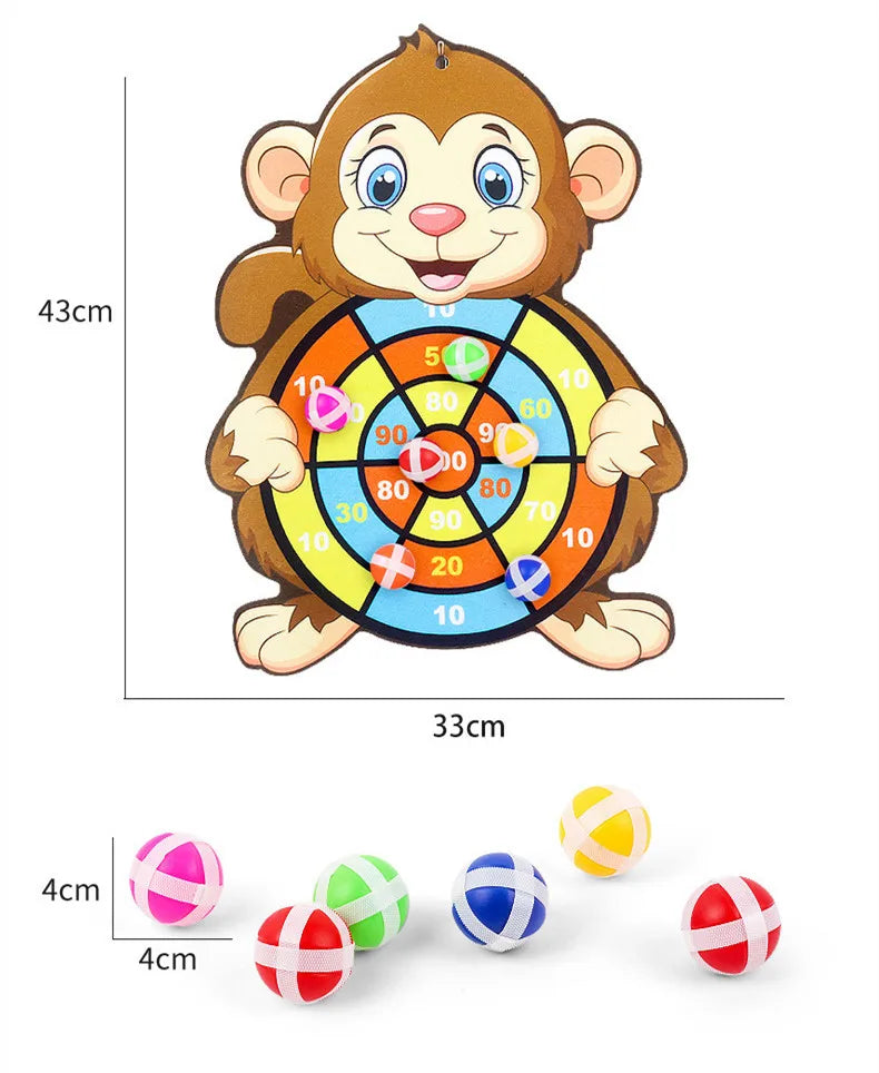 Children Sticky Ball Dart Target Board Cartoon Throw Ball Target Sticky Ball Board Interactive Educational Toy Christmas Gift