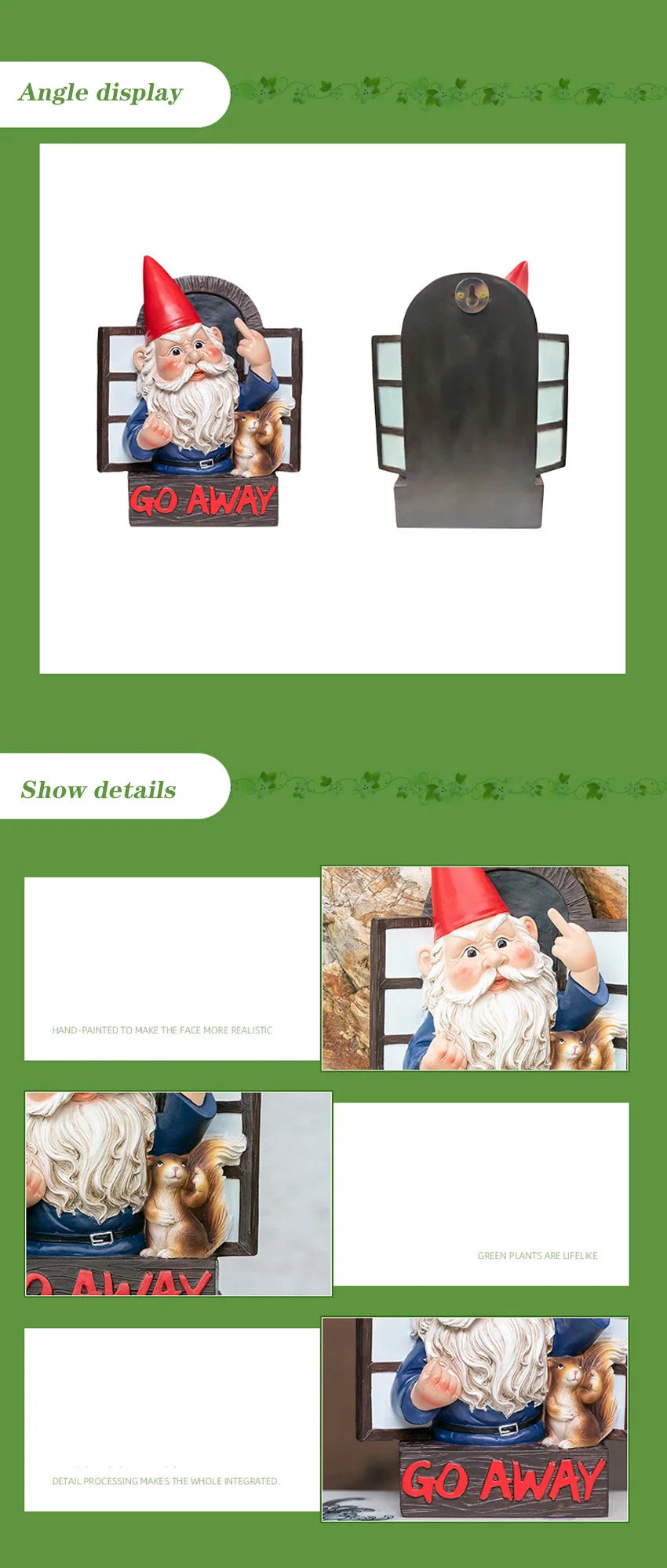 Go Away Rude Middle Finger Gnome Garden Statue Gnome Figurine Resin Angry Wacky Guardian Gnome Home Wall Tree Hanging Decor