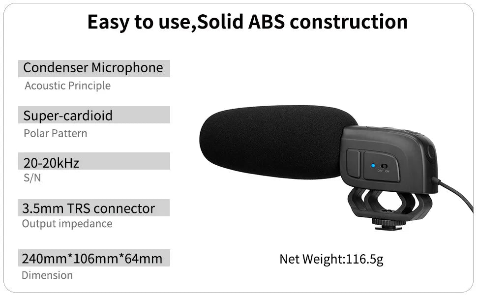 BY-M17R Condenser On-camera Shotgun Microphone for DSLR Camcorder Streaming Audio Recorders Video Shooting Vlogging Podcast