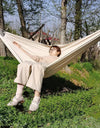 Cotton Hammock Brazilian Double Hammock Hiking Camping Soft Comfortable Fabric Canvas Hammock for Patio Porch Garden Backyard