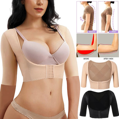 Back Support Upper Arm Shaper Post Surgical Slimming Underwear Compression Sleeves Posture Corrector Tops Shapewear for Women