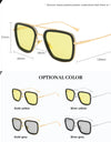 Photochromic Polarized Tony Stark Square Sunglasses for Men Steampunk Driving Glasses