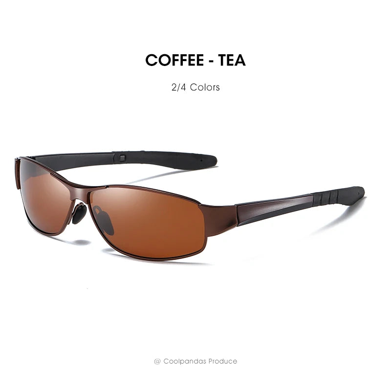 Polarized Square Metal Frame Sunglasses UV400 Anti-Glare Driving Fishing Glasses for Men Women