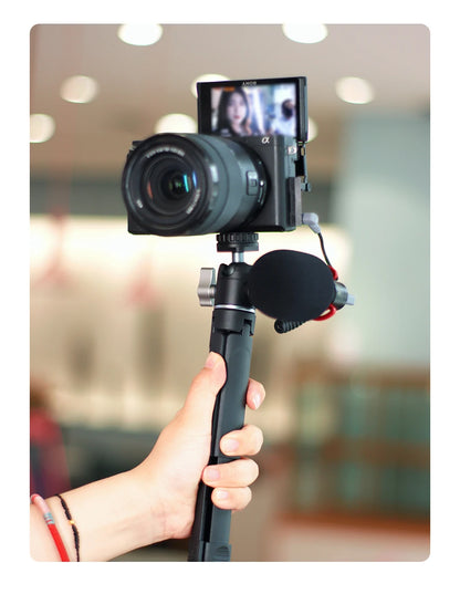 Metal Ballhead Pan Tilt Dual Cold Shoe Tripod Head Vlog Tripod Head