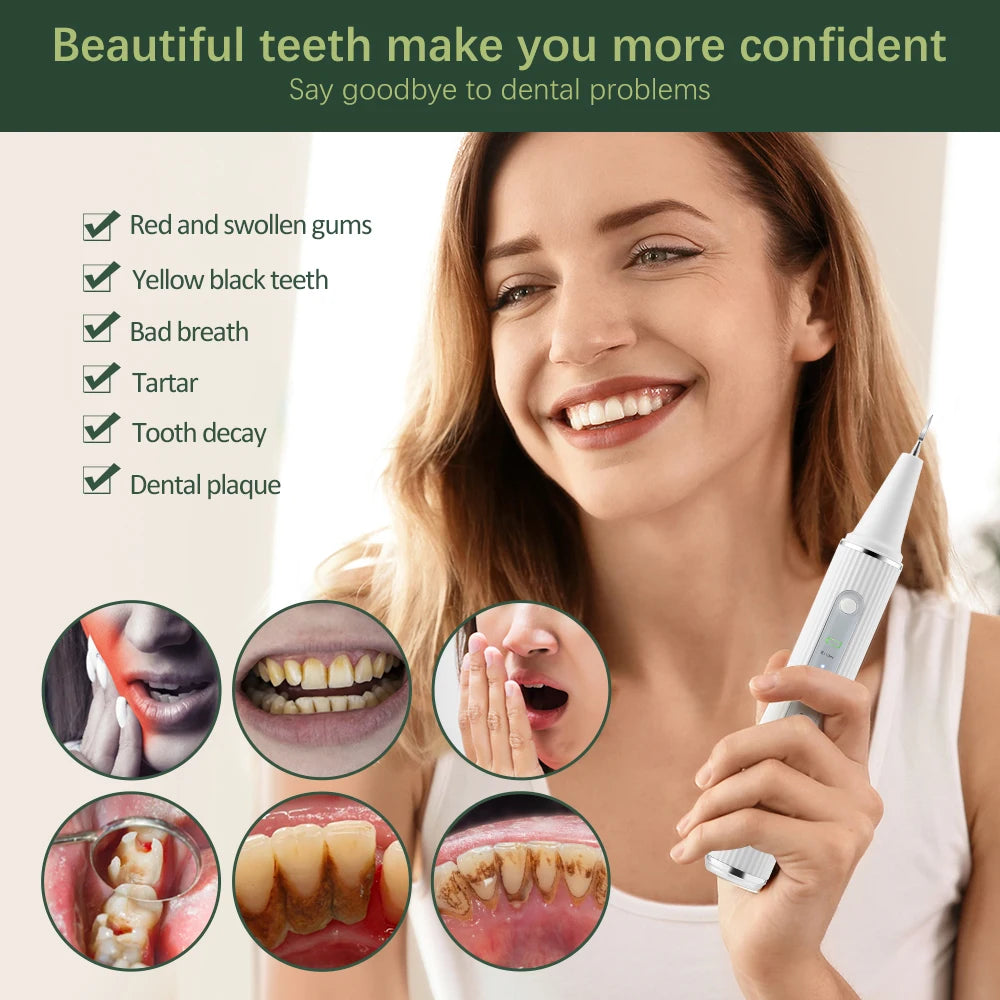 Ultrasonic Dental Calculus Remover Electric Dental Tooth Stone Remover LED Teeth Plaque Scaler Tartar Eliminator Stains Cleaner