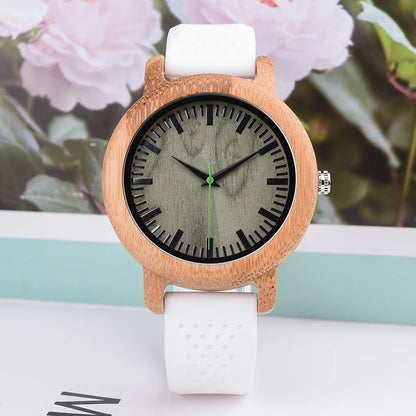 Wooden Watch Simple Casual Silicone Strap Quartz Wrist watch