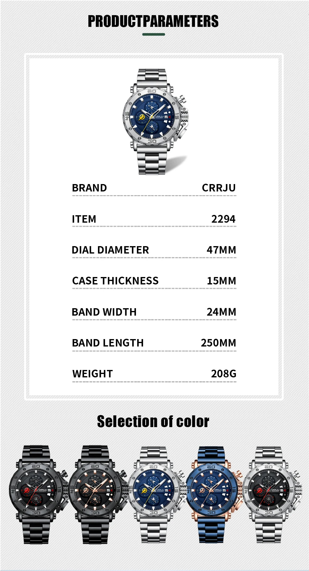 Watch for Men Top Brand Luxury Big Dial Stainless Steel Waterproof Chronograph Wristwatches with Date Relogio Masculino