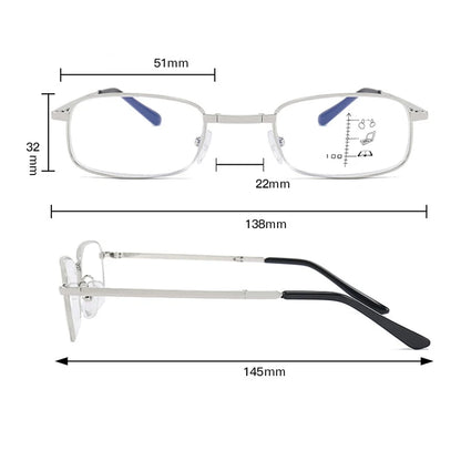 Folding Progressive Reading Glasses Men Women Multifocal Metal Foldable Presbyopic Glasses Diopter +1.0 1.50 2.0 2.5 3.0