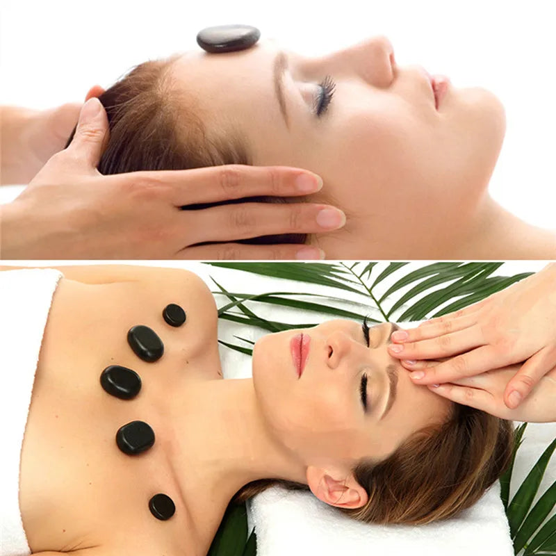 Black Natural Massage Stones Massage Lava Energy Massage Set Hot Spa Rock Basalt Body Beauty Health Care Stone