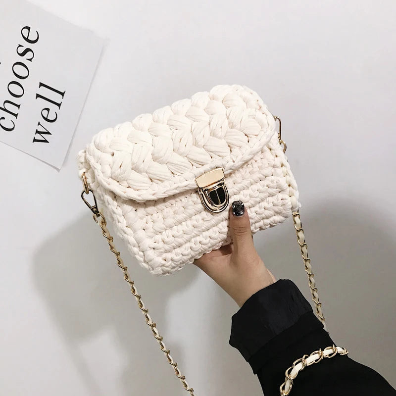 Bag Woven Tote Bag Ladies Single Chain Knitting Crossbody Bags Small Crochet Shoulder Bags