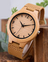 Bamboo Couple Watch Quartz Handmade Leather Ladies Wrist watches Lover's Customized Engrave Logo