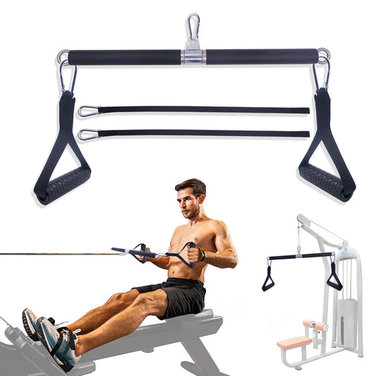 Back Strength Rowing Training Handle Set for Cable Machine Rotating LAT Pulldown Straight Bar TPE Grip Muscle Workout Equipment