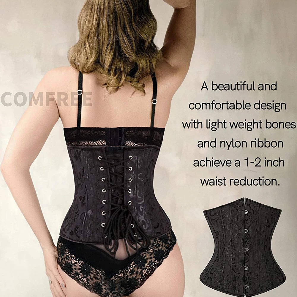 Waist Trainer Gothic Underbust Corset and Waist Cincher Steampunk Bustiers Top Workout Body Shaper Lingerie Slimming Belt