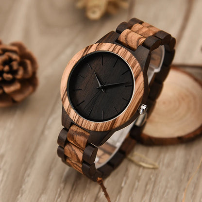 Luxury Brand Green Sandal Wood Watches Full Wooden Quartz Handmade Wristwatches Carton Box