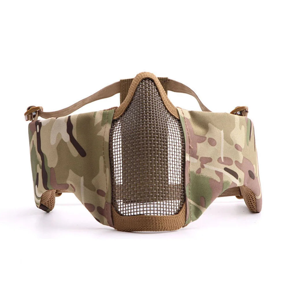 Airsoft Face Mask With Ear Mesh Face Breathable Mouth Mask Tactical Paintball Softair Protective Mask Shooting Hunting Equipment