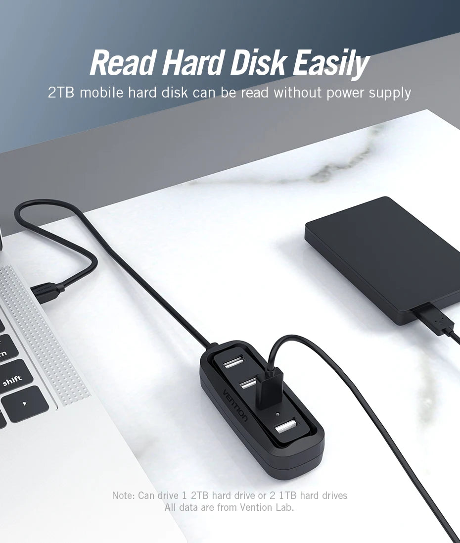 USB 2.0 HUB 4 Port with LED Multi USB Splitter for Lenovo Xiaomi Macbook Pro Air Computer Accessories Laptop HUB USB 2.0