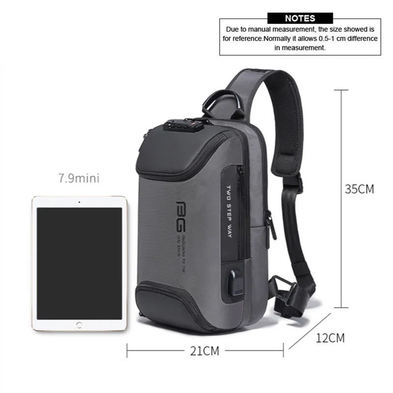Multi functional Men's Oxford Crossbody Bag Anti-theft Shoulder Bags Short Trip Messenger USB Charging Chest Bag Pack