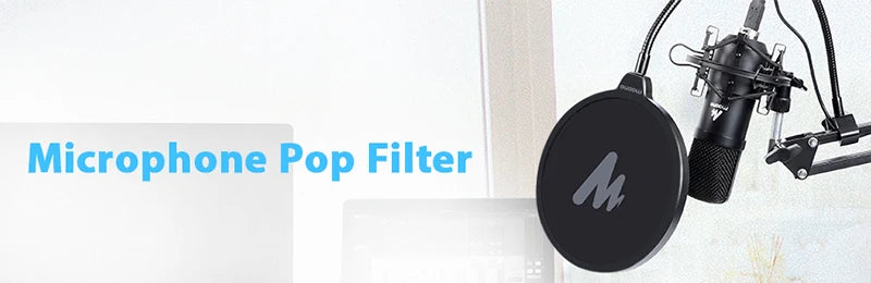 Microphone Pop Filter Metal Pop Filter Shield Double Layer Windscreen Popfilter For USB Microhone Podcast Microphone