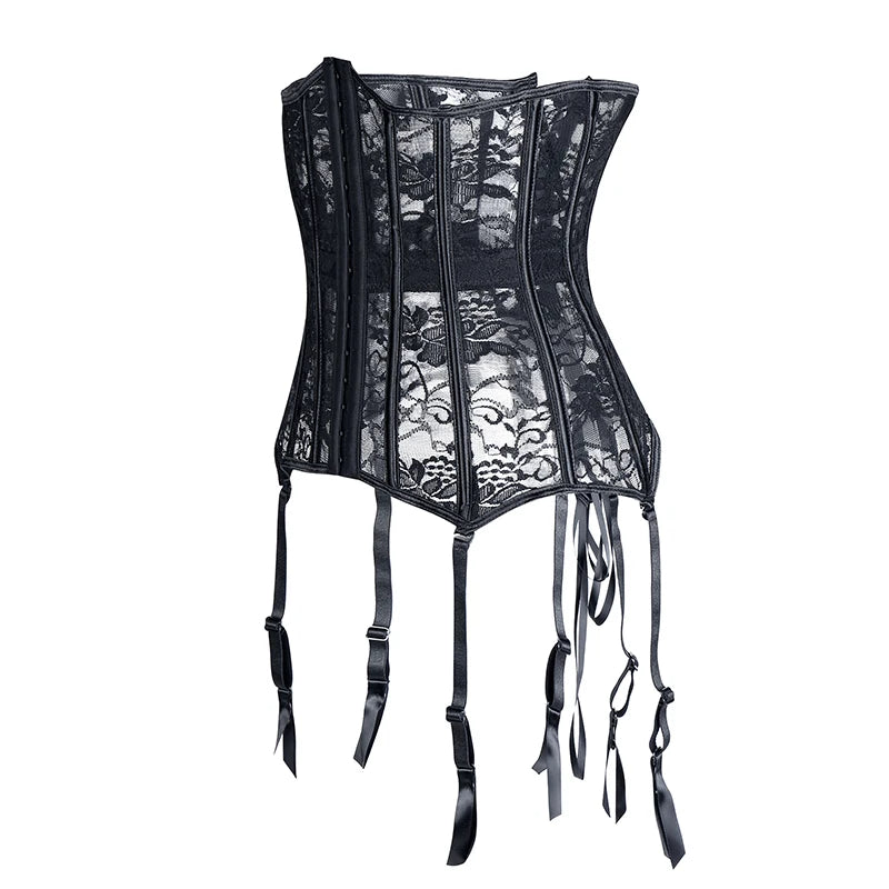 Bustiers & Corsets Mesh Steampunk Corset Waist Training Corsets Lace Up Underbust Corselet Modeling Corsages Gothic Korset